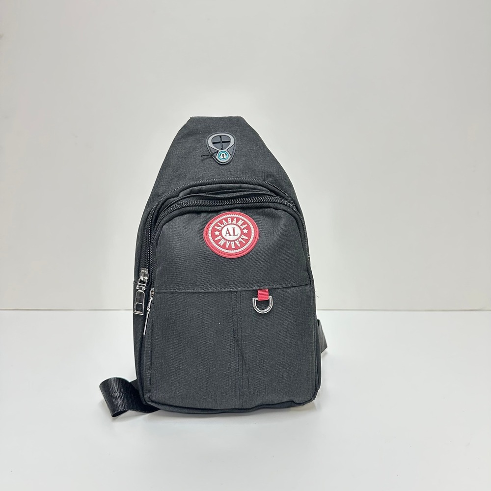 Alabama AL Crimson Tide Black Canvas Sling Bag Crossbody Backpack Headphone Port